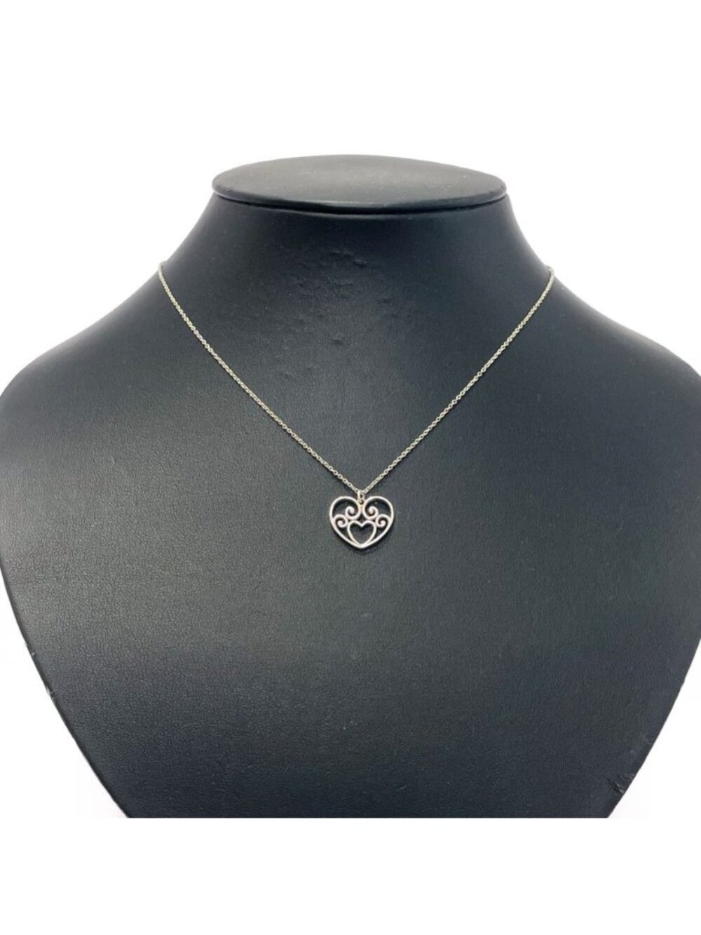 Tiffany & Co Silver Venice Goldoni Scroll Heart Necklace